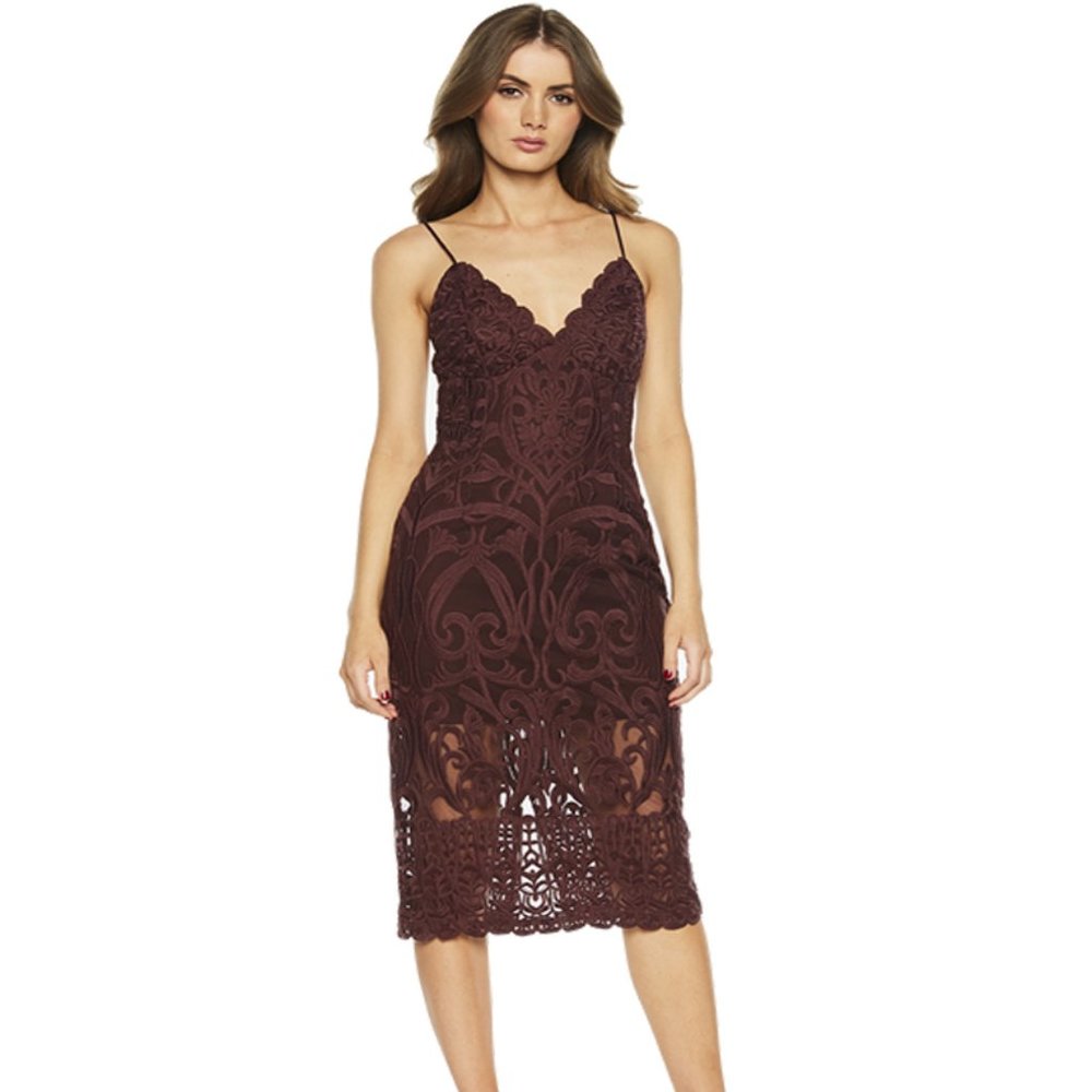 Bardot Gia Lace Cress in Wine